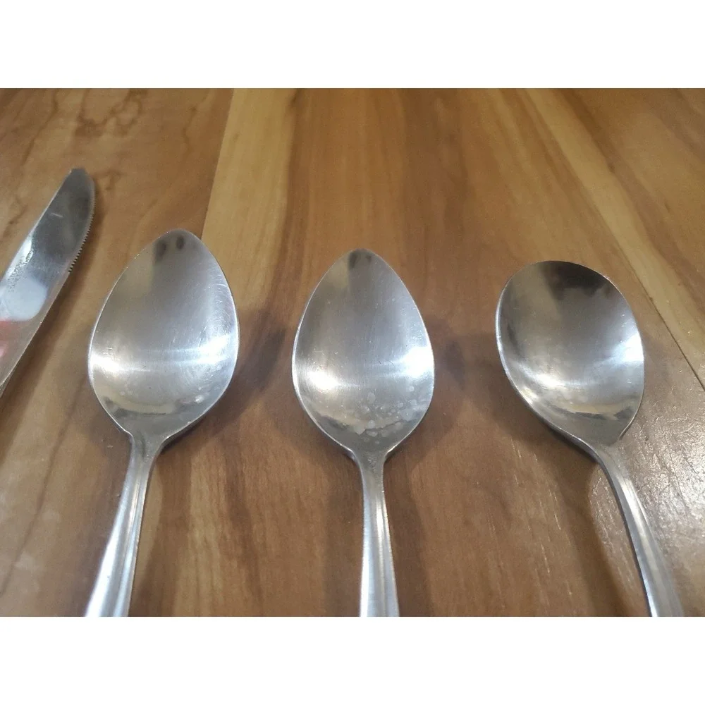Vintage Customcraft Stainless Steel 4 Piece Flatware Lot Roses Pattern